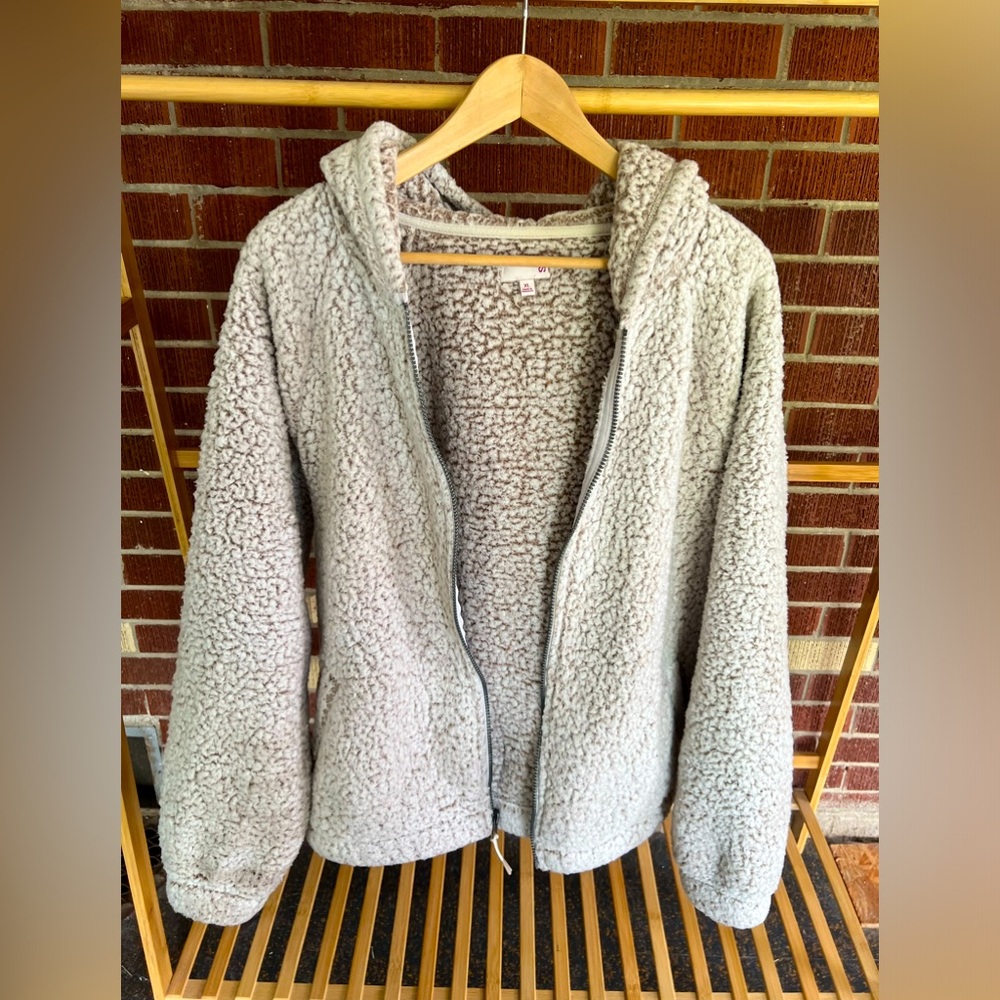 So Sherpa zip-up hoodie